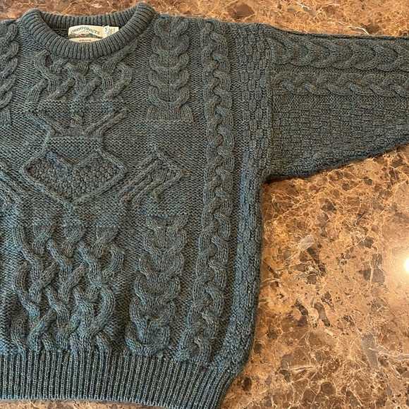 VTG Aran Crafts Ireland Wool Chunky Cable Knit Fisherman Sweater Medium Unisex - Picture 6 of 15